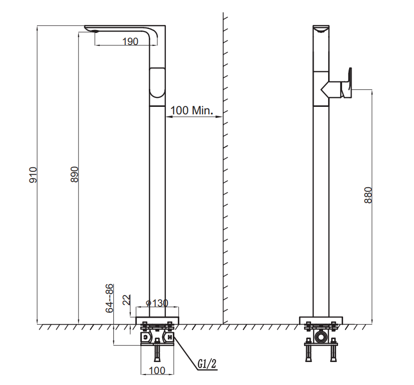 pedestal basin faucet: 71901C